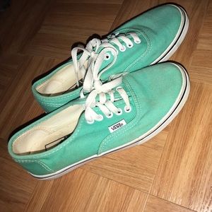 Mint/Teal Vans with white laces